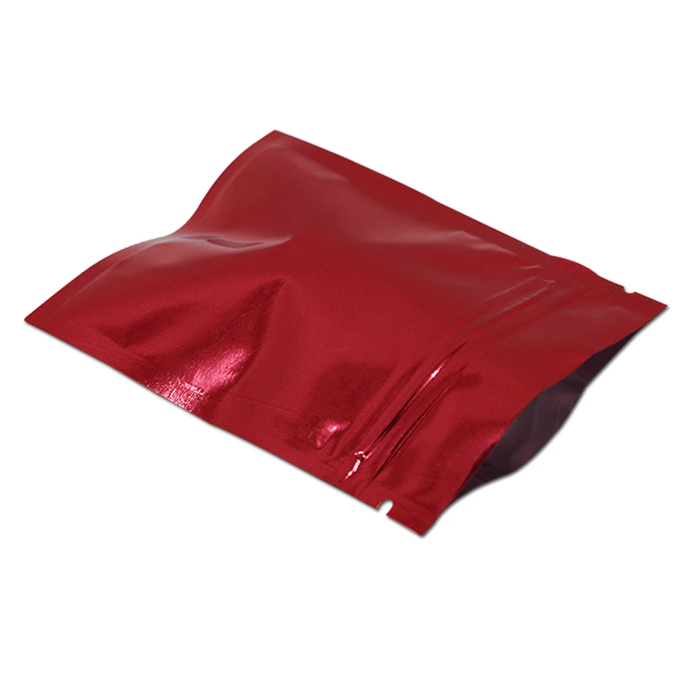 

Red Metallic Mylar Packaging Bag Zip Lock Reclosable Sample Foil Pouch for Beans Herb Storage Smell Proof Aluminum Bags 100pcs