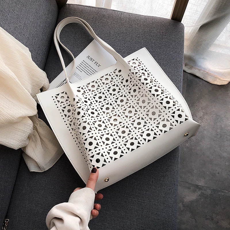 

Luxury Handbags Women Bags Designer Hollow Out Tote Bag Ladies PU Leather Large Capacity Shopping Purses and Handbags Sac A Main