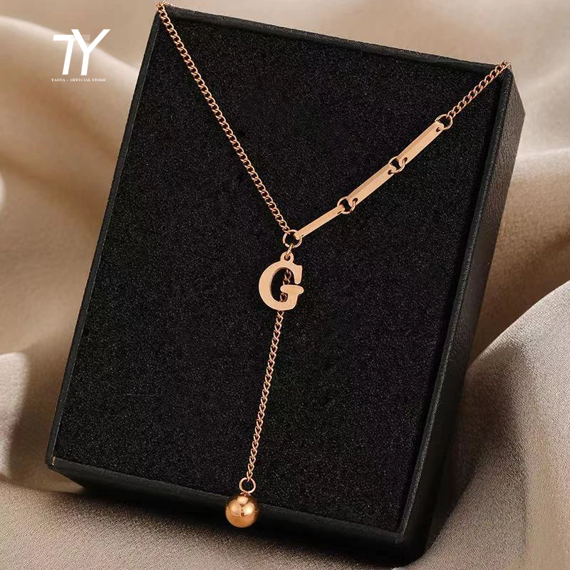 2021 Classic G-Letter Tassel Titanium Steel Necklace For Woman Korean Fashion Jewelry Gothic Party Girl's Sexy Clavicle Chain |