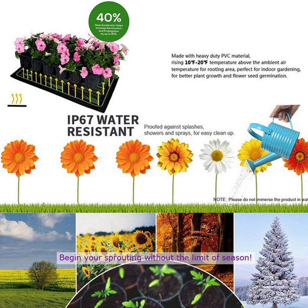 MET Certified Seedling Heat Mat with 70℉~85℉ Digital Thermostat Controller for Seed Germination (10'' x 20'') - AU Plug