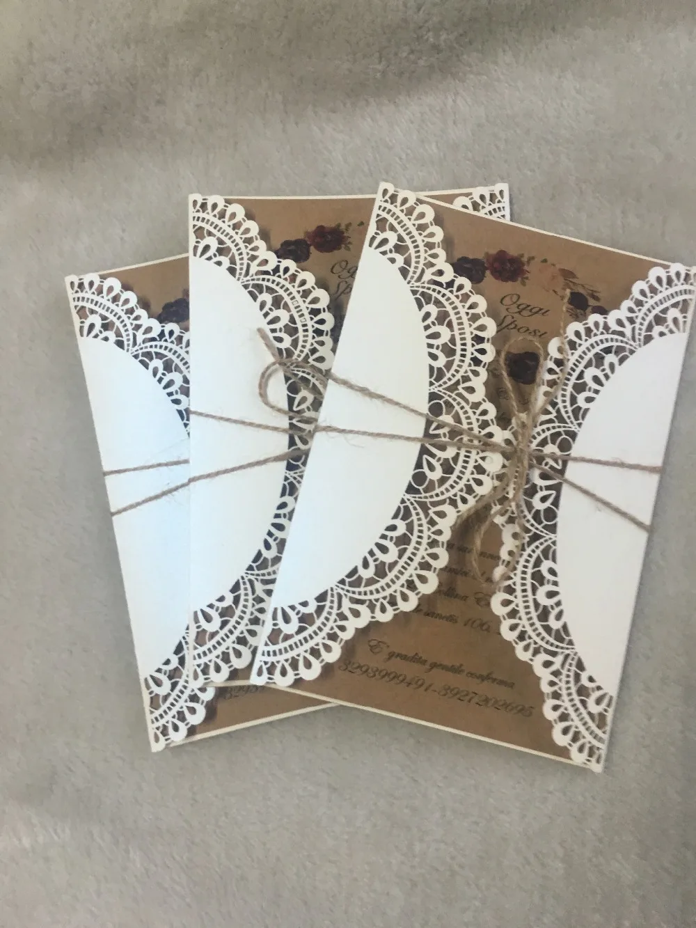 Luxurious new arrival white lace laser cut paper wedding invitation card