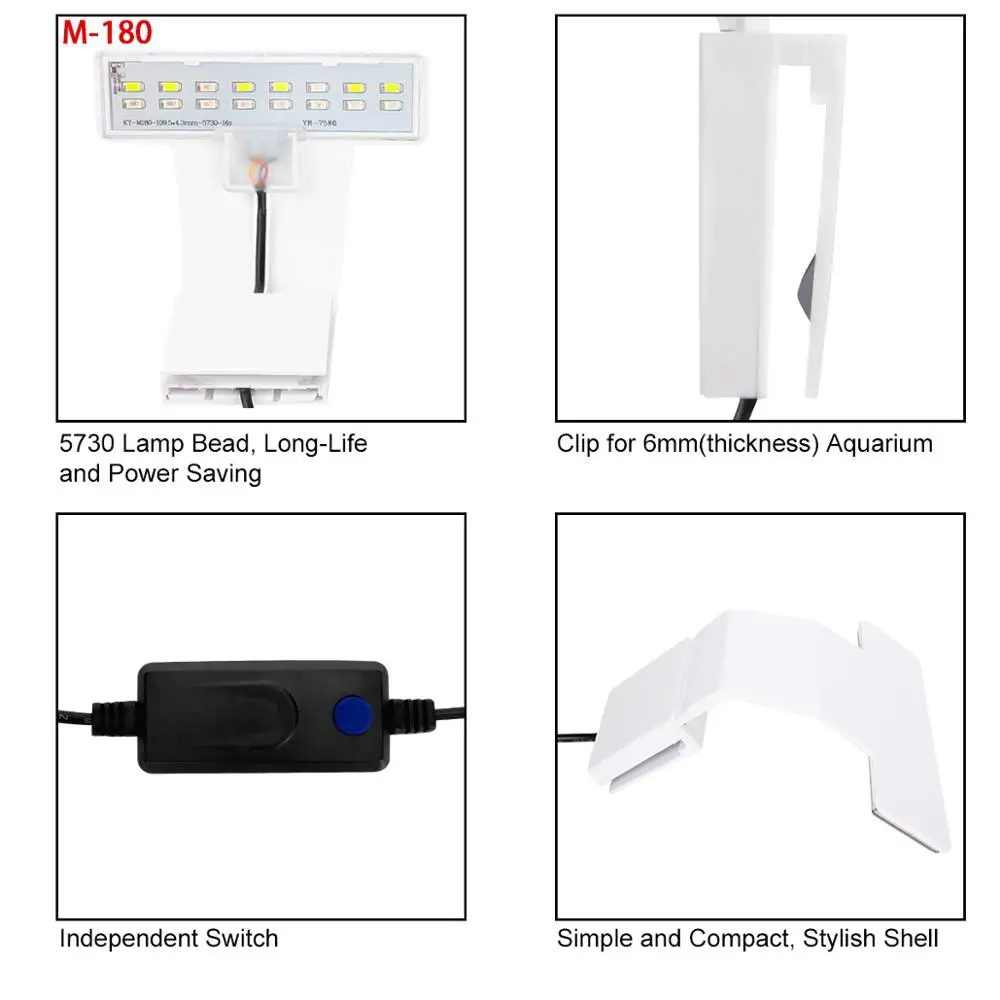 Senzeal яркий аквариумный светильник M-180/M3/X3/X5/X7, светодиодный светильник для аквариума с клипсой, супер тонкий светодиодный светильник с рыбками, 220 В/110 В, штепсельная вилка стандарта ЕС/США