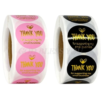 

500pcs Thank You for Supporting My Small Business Stickers Bronzing Seal Label for Gift Baking Package Drop Shipping