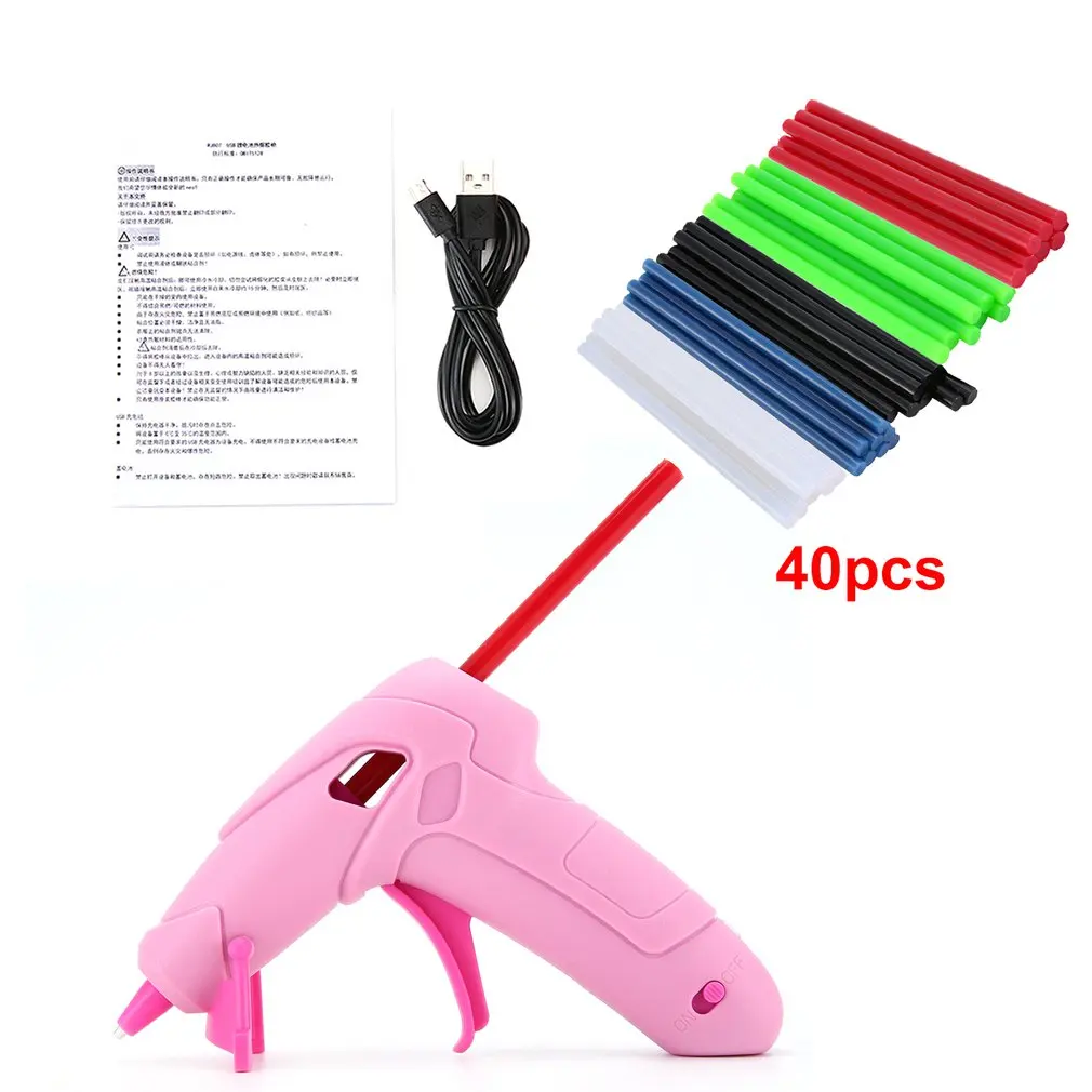 RJ807 usb зарядка 5 В/1 а термоклеевой пистолет с клеевым стержнем для DIY ручной работы ремонтные Инструменты Электрические термоклеевые пистолеты - Цвет: Светло-Розовый