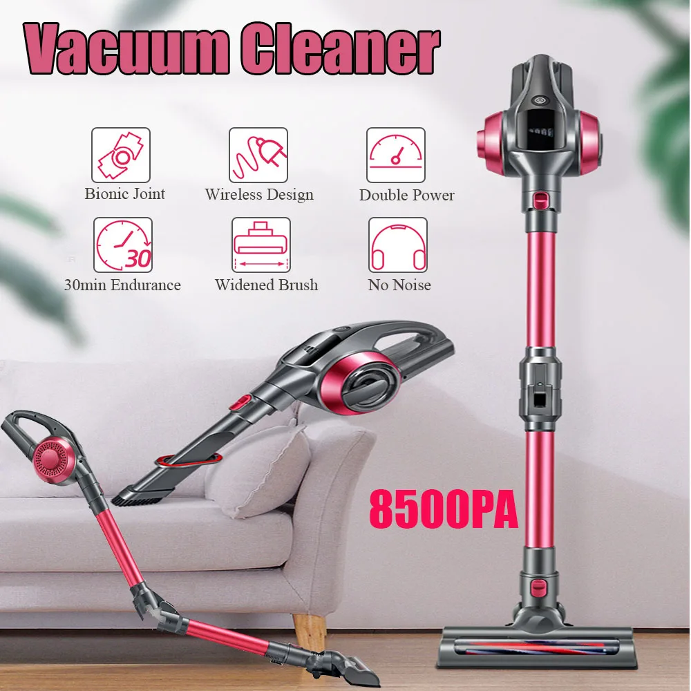 

New 110-240 V Handheld Vacuum Cleaner 8500 Pa Low Noise Portable Remove Mites Cleaner Long Lattery Life 3 Types of Brush Type
