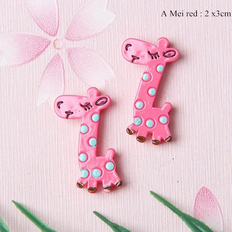 10PCS Cartoon Giraffe Resin Accessories DIY Phone Decorative Craft Supplies Children Hairpin Flat Back Planar Resin Material