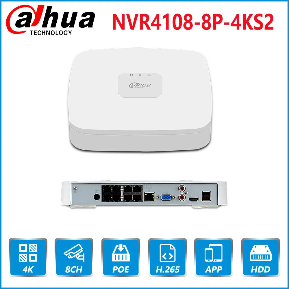 Dahua английская оригинальная 4K POE видеокамера сетевой видеорегистратор с 8 канальным PoE h.265 устройство записи