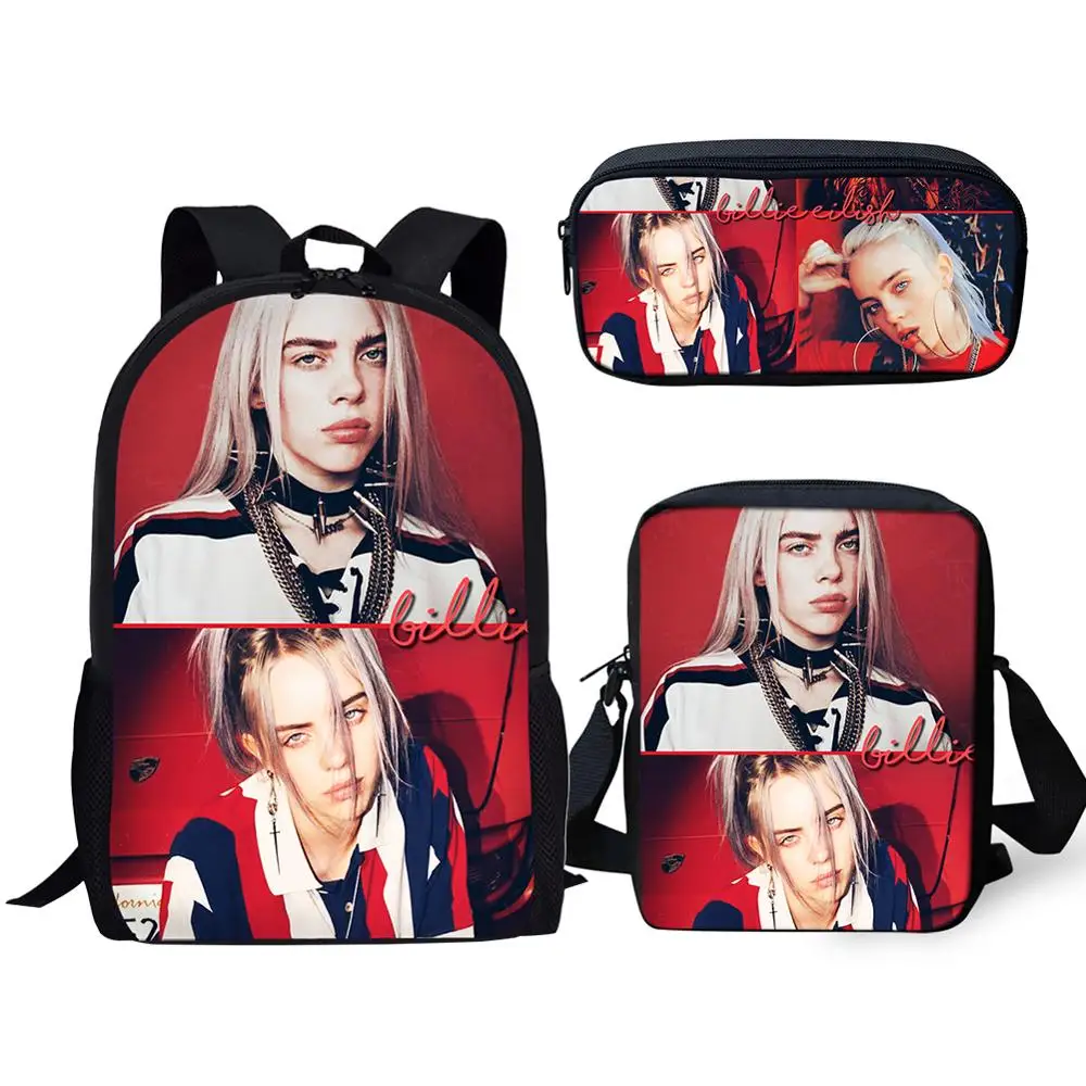 Классные молодой певицы Billie Eilish школьная сумка на молнии 3 шт./компл. рюкзак для