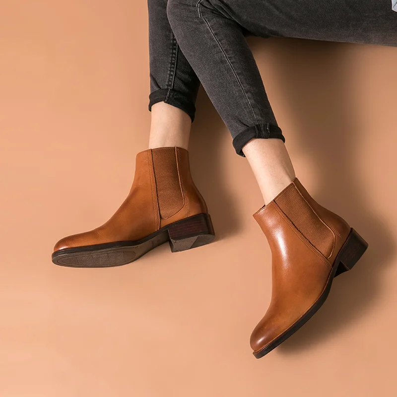 Beautoday Chelsea Boots Women Genuine 
