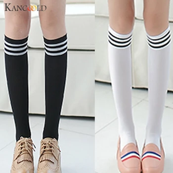 

KANCOOLD 1 Pair Fashion Thigh High Over Knee High Socks For Girls Womens Students Striped Cotton Long Stockings calcetines mujer