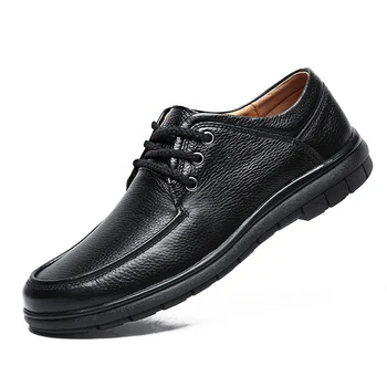 

2019 New men vintage genuine leather shoes lace up men's fashion flat breathable shoes lace up male business formal shoes