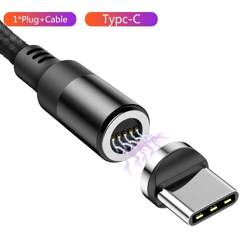 Магнитный кабель Micro usb type C для iPhone 6 7 8 X samsung S10 Plus Android кабель для быстрой зарядки данных 1 м 2 м USBC type C зарядное устройство для телефона - Цвет: Black For Type C