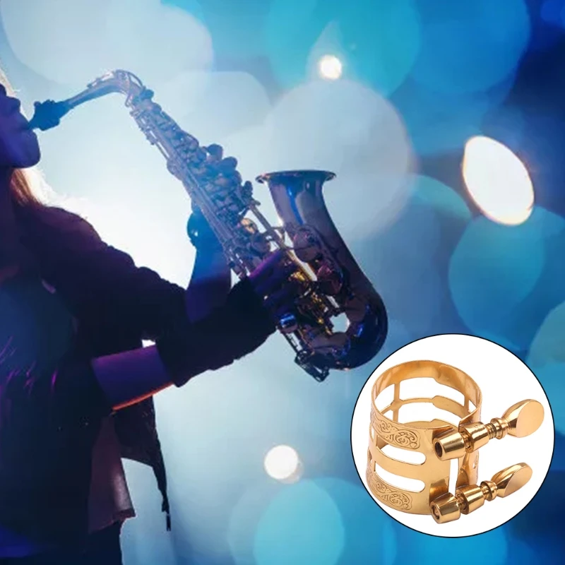 Alto Tenor Sax Saxophone Ligature Fastener Silver Color Metal Sturdy Plastic Ebonite Mouthpieces Saxophone Accessory
