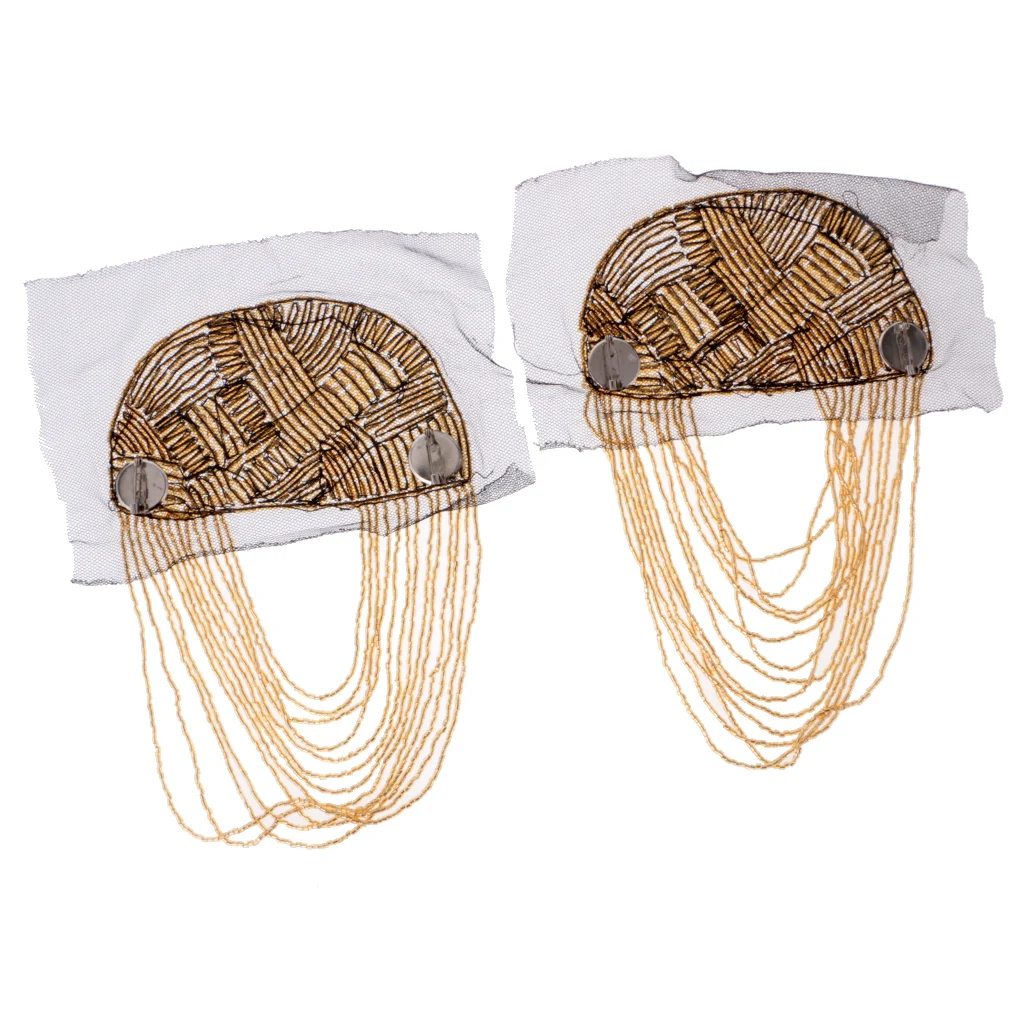 

1 Pair Tassel Epaulette Beads Shoulder Board Mark Costume Brooch Badges