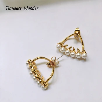 

Timeless Wonder Faux Pearl Shark Teeth Ear Jacket Stud Earrings Women Jewelry Fancy Gothic Boho Designer Top Rare Punk Ins 6331