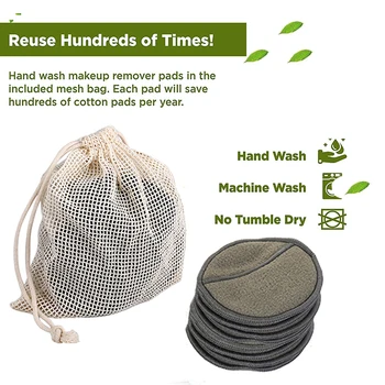 

12PCS Reusable Bamboo Fiber Washable Rounds Pads Makeup Removal Cotton Pad Cleansing Facial Pad Tool Makeup Removal Cotton Pads