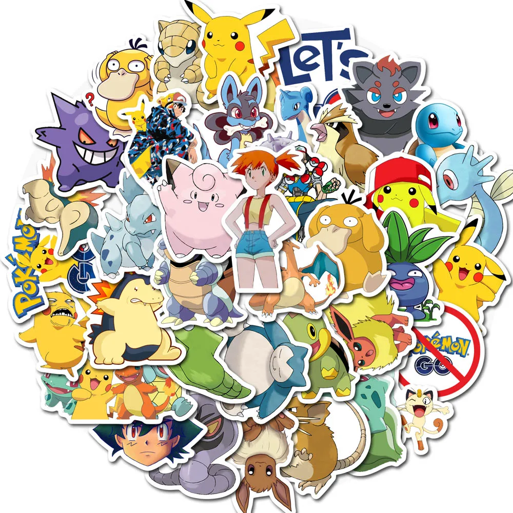 50 шт. различные Pokemons наклейки s для багажа Скейтборд телефон ноутбук мото велосипедный настенный гитарная наклейка DIY водонепроницаемый стикер