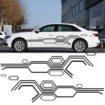 

Car Side Stickers DIY Lattice Stripe Sticker Racing Sports Decal Auto Vinyl Film Stickers Universal Car Accessories