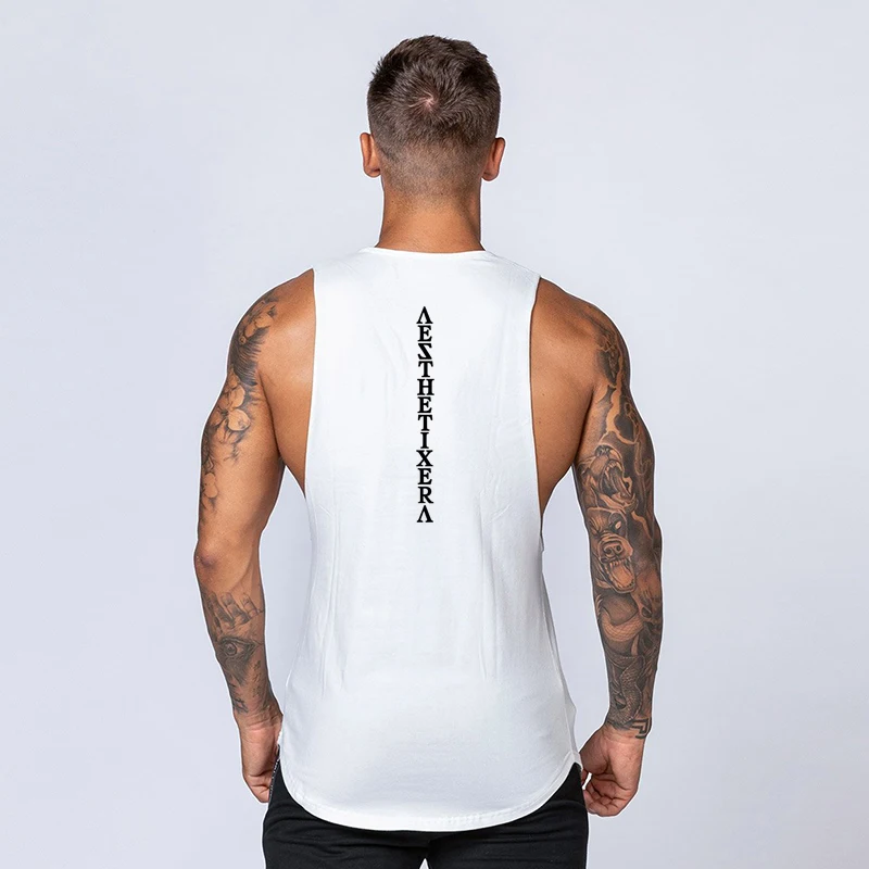 

Gym Vest Muscle Sleeveless Workout Sportswear Shirt Stringer Fashion Clothing Bodybuilding Singlets Cotton Fitness Mens Tank Top