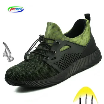 

High Quality Autumn And Winter Light Flying Woven Men's Boots Smash-proof Puncture Safety Shoes 2019 Fashion Casual Work Shoes