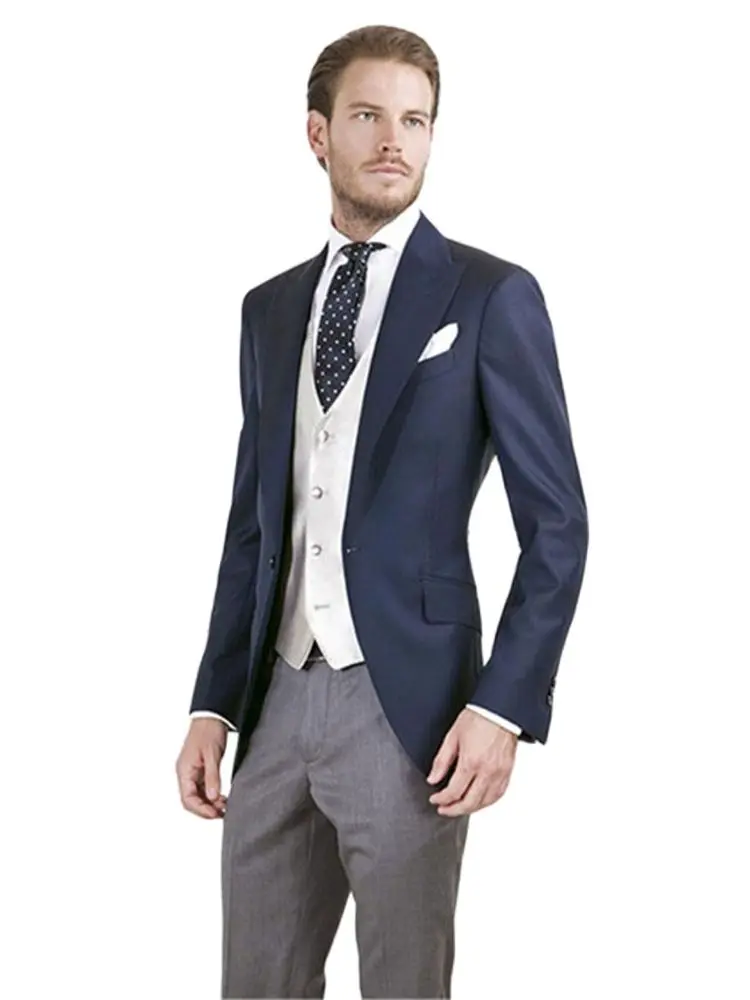 Formal Latest Tailored 3Pcs Navy Jacket 