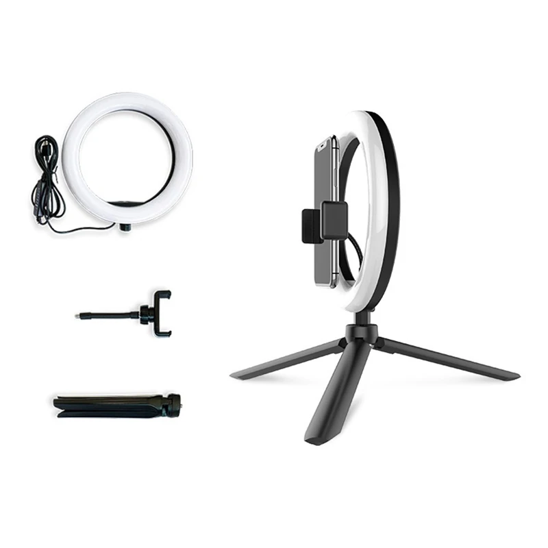 

8inch Mini Selfie LED Video Ring Light Lamp with Tripod Stand for YouTube Video Tik Tok Makeup Cell Phone Holder