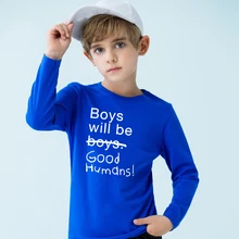 Детская рубашка с длинными рукавами для мальчиков с надписью «Good Humans» Футболка для малыша