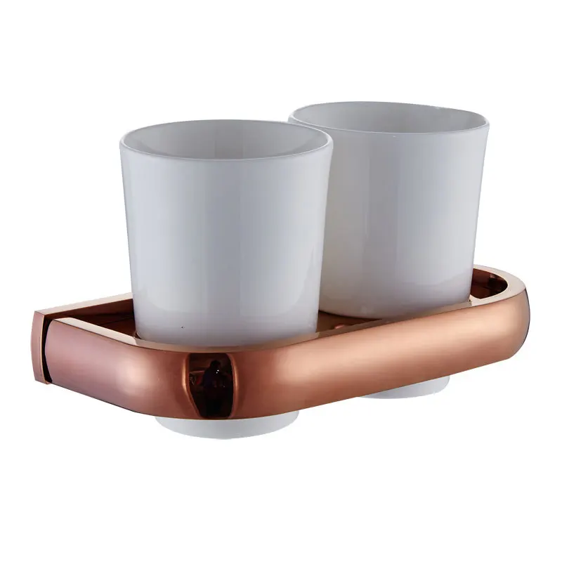 

Simple Brass Plated Rose Gold Toothbrush Cup Holder Gold su Cup Toothbrush Set Double su Cup Toothbrush Cup Holder