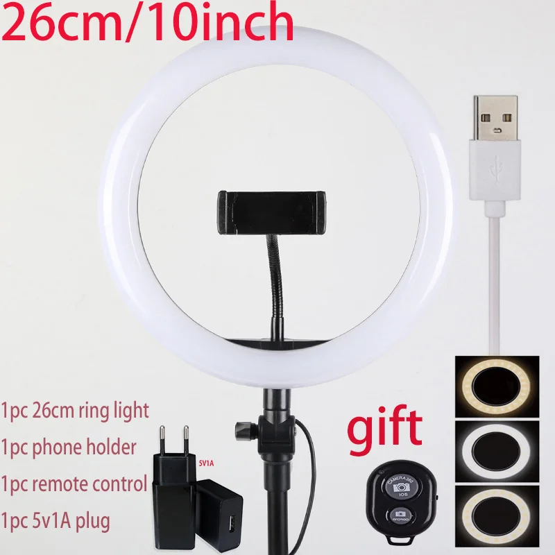 16 см 26 см 33 см 45 см Selfie Ring Light 5V1A EU plug с держателем для телефона фото освещение с пультом дистанционного управления для фото видео - Цвет: Зеленый
