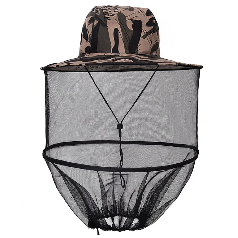 

Outdoor Camouflage Fishing Hat Bee Keeping Insects Mosquito Net Prevention Cap Mesh Fishing Cap Outdoor Sunshade Lone Neck Head