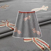 145 см ширина Хаундстут с бантом полиэстер жаккардовая ткань для женщин весна осень платья юбки Костюмы Пальто Брюки Sewing-BF124