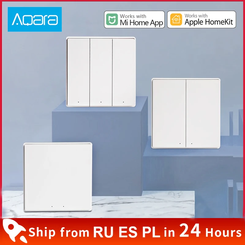 Настенный выключатель Xiaomi Aqara D1 для умного дома с нулевой линией без нейтрального