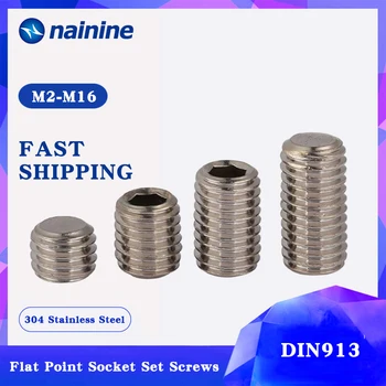 

DIN913 [M2-M12] 304 Stainless Steel Thread Grub Screws Flat Point Hexagon Socket Set Screws Headless A070