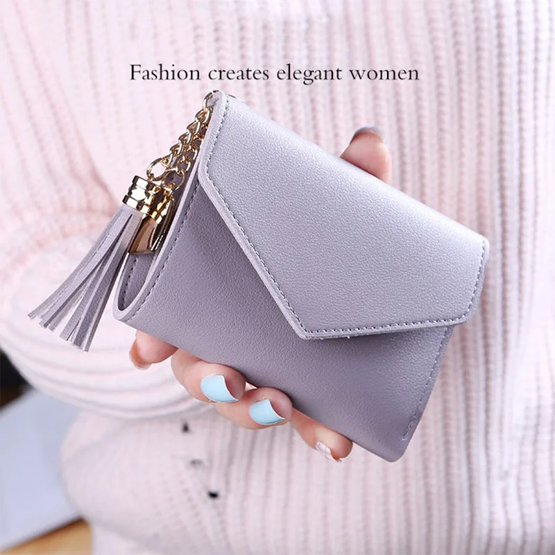 

Fashion Tassel Women Wallet Short Leather Money Clip Female Casual Coin Purse Ladies Girls Clutch Money Bag Credit Card Holder