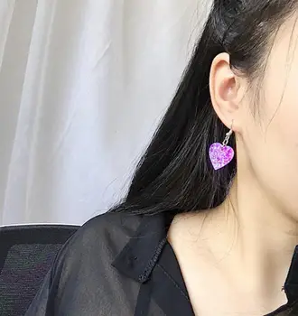 

New Style Changing Colored Sequins Heart Earrings Women's Ear Stud Ornament