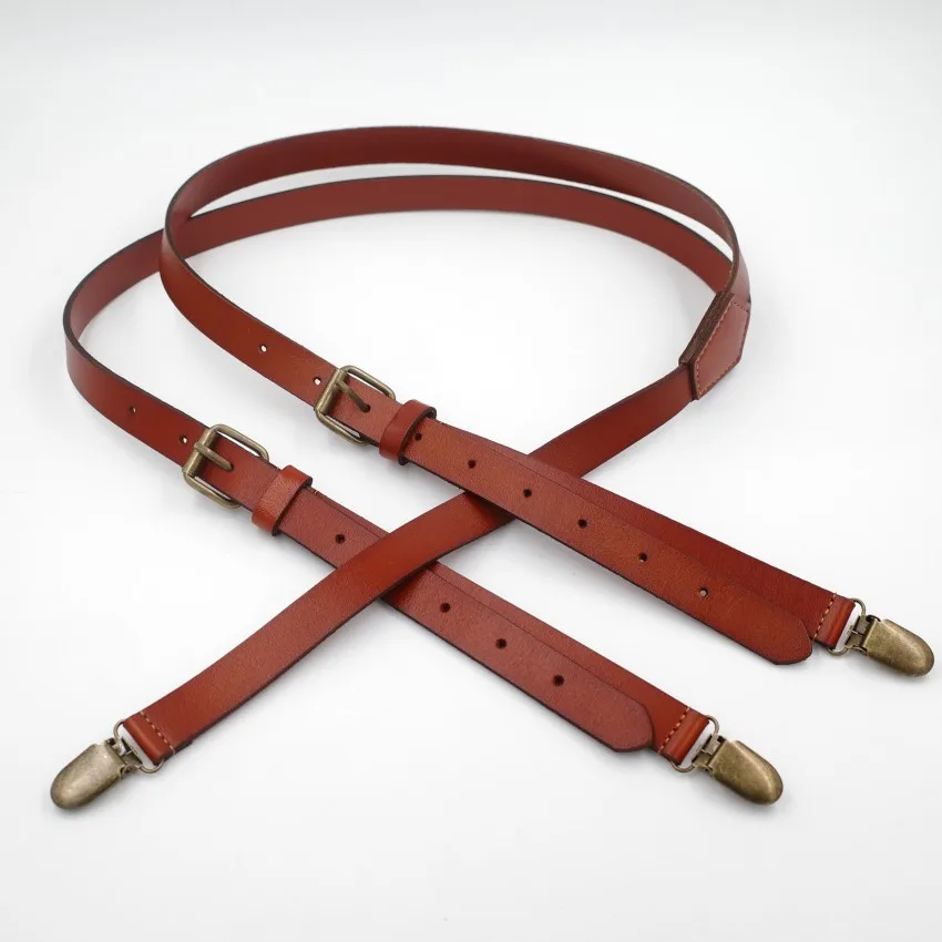 

1.7cm High quality real cowhide split leather strap Women men unisex suspenders