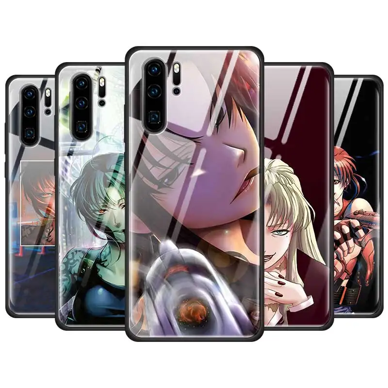 

Black Lagoon Anime Tempered Glass Phone Cases For Huawei P30 P20 P10 Mate 30 20 10 Lite Pro Honor 8X Black TPU Silicone Cover