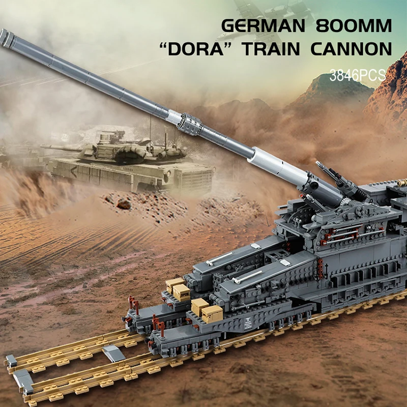 3846pcs WW2 Militray Tank Bricks Germany Gustav Gun Building Blocks Creative Weapon Dora Cannon Model Set Toys For Boys Gifts | Игрушки и
