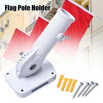 

Porch Adjustable Angle Bracket Wall Mounted With Screws 180 Degree Rotation Flag Pole Holder Windsock Base Durable Heavy Duty