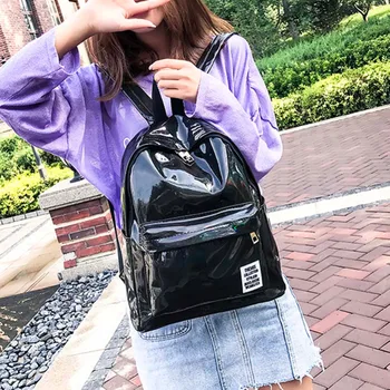 

2020 New Hologram Laser Backpack Girl School Bag Shoulder Women Girl Rainbow Colorful Metallic Silver Laser Holographic Backpack