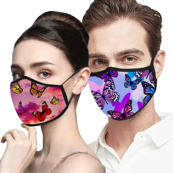 

1pc Unisex Mouth Mask Adult Breathable Sunscreen Print Mouth Cover Butterfly Print Washable And Reusable Mask Mascarillas