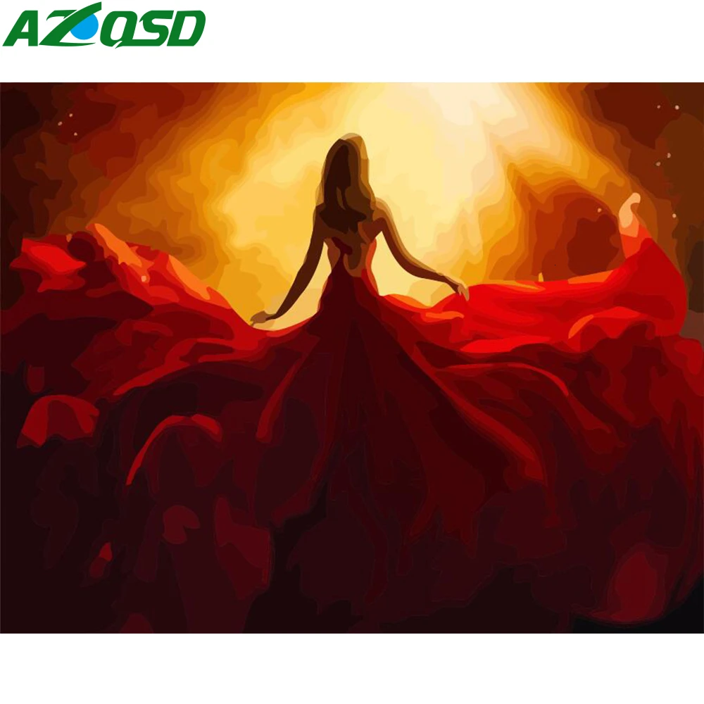 AZQSD Краски по номерам на холсте для девочек DIY Unframe картина маслом домашнего
