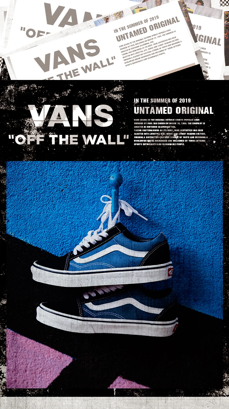VANS OLD SKOOL Мужская и женская обувь для скейтборда, Темно-Синие оригинальные подлинные уличные спортивные туфли для отдыха, VN000D3HNVY