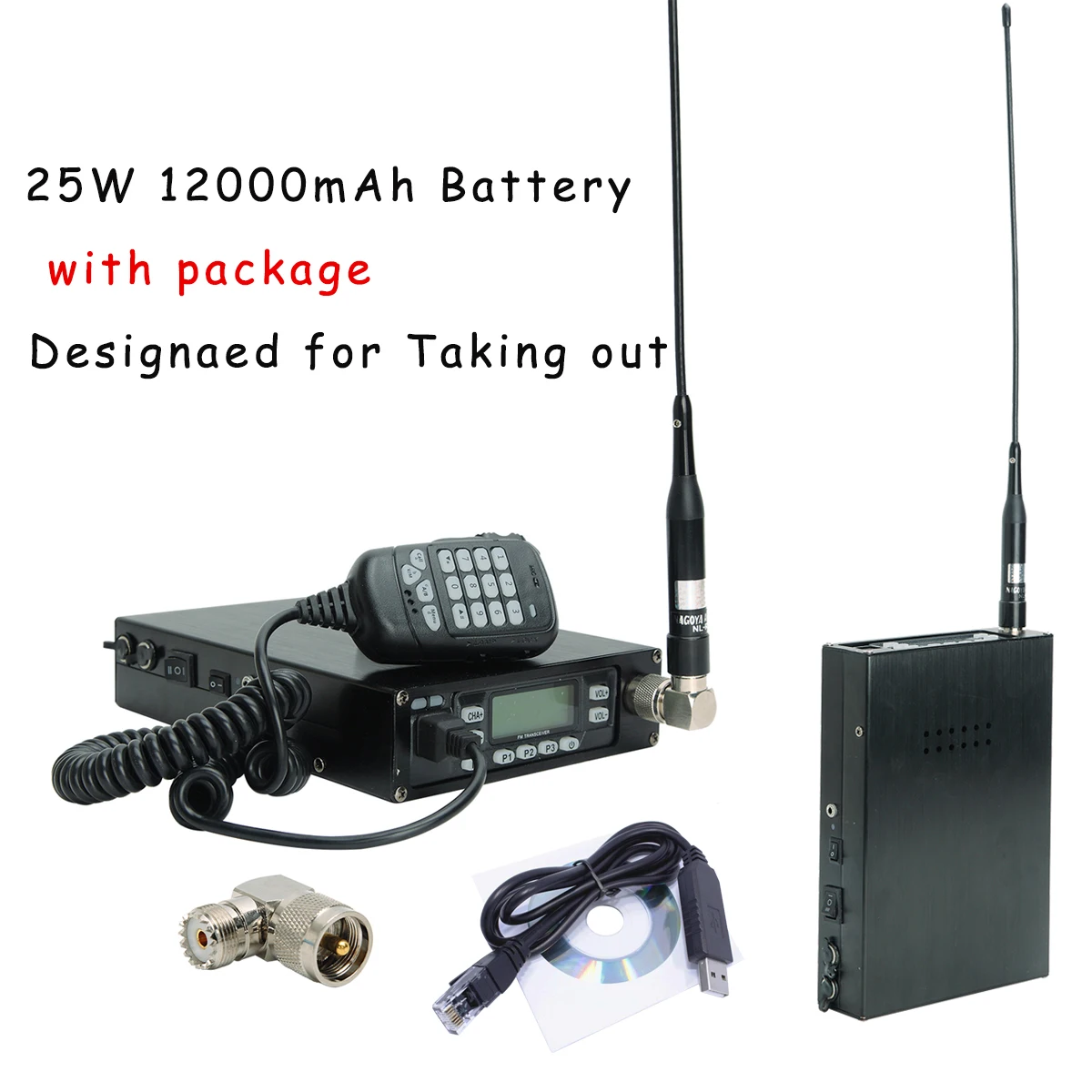 ABBREE 25 Вт рюкзак Упаковываемый FM VHF/UHF двухдиапазонный любительский автомобильный мобильный радиоприемопередатчик 12000 аккумулятор - Цвет: black