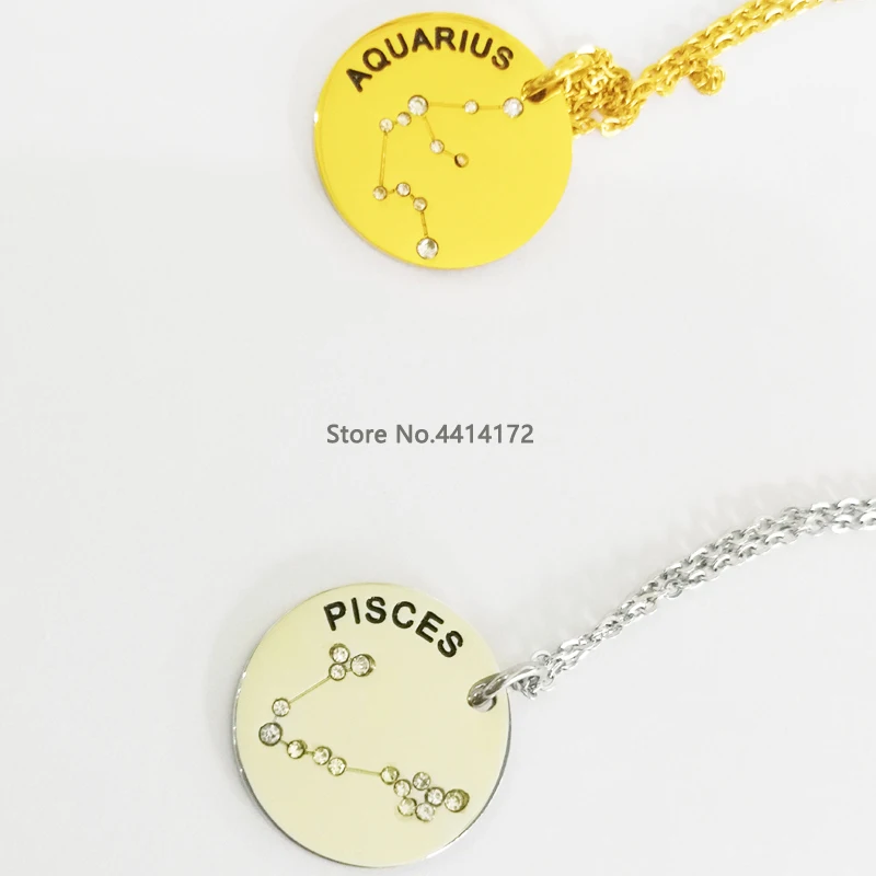 

12pcs TOP Quality Stainless Steel Star Zodiac Signs 12 Constellation Pendant Choker Necklaces Women Gold Chains Men Jewelry Bulk