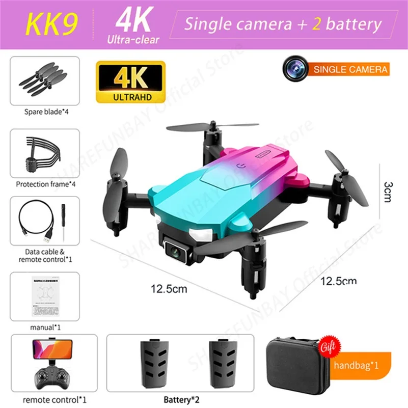 RC Helicopters modern New KK9 Mini Drone 4K Professional HD Dual Camera Rc Helicopter FPV Quadcopter Optical Avoidance Drone Foldable Toys For Boys align helicopters RC Helicopters