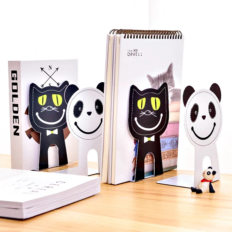 

2pcs/set Cute Animal Book Organizer Books Holder Stand Cartoon Metal Bookends Iron Book Shelf for Student School Desk Storage