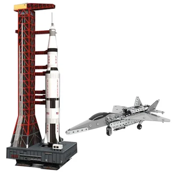 

1pcs 37cm 1:300 Rocket Paper Model DIY Puzzle & 1 set DIY Assembled Alloy Building Block Plane 485PCS Self Assembled