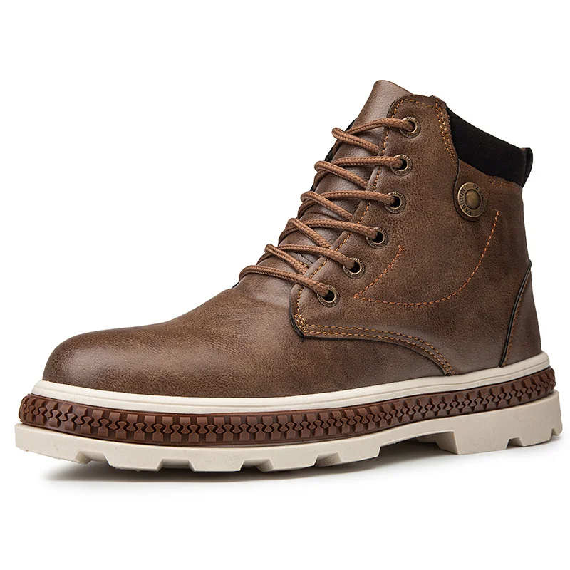 

winter British trend tooling boots High Quality Comfortable Men Boots Genuine Leather Ankle Snow Boots Supper Warm Shoes *8222