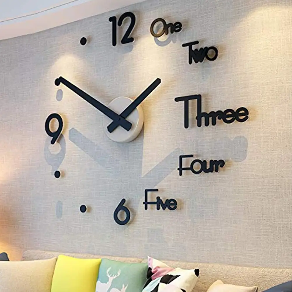 Modern Art DIY Wall Clock 3D Self Adhesive Sticker Design House Office Accessery 